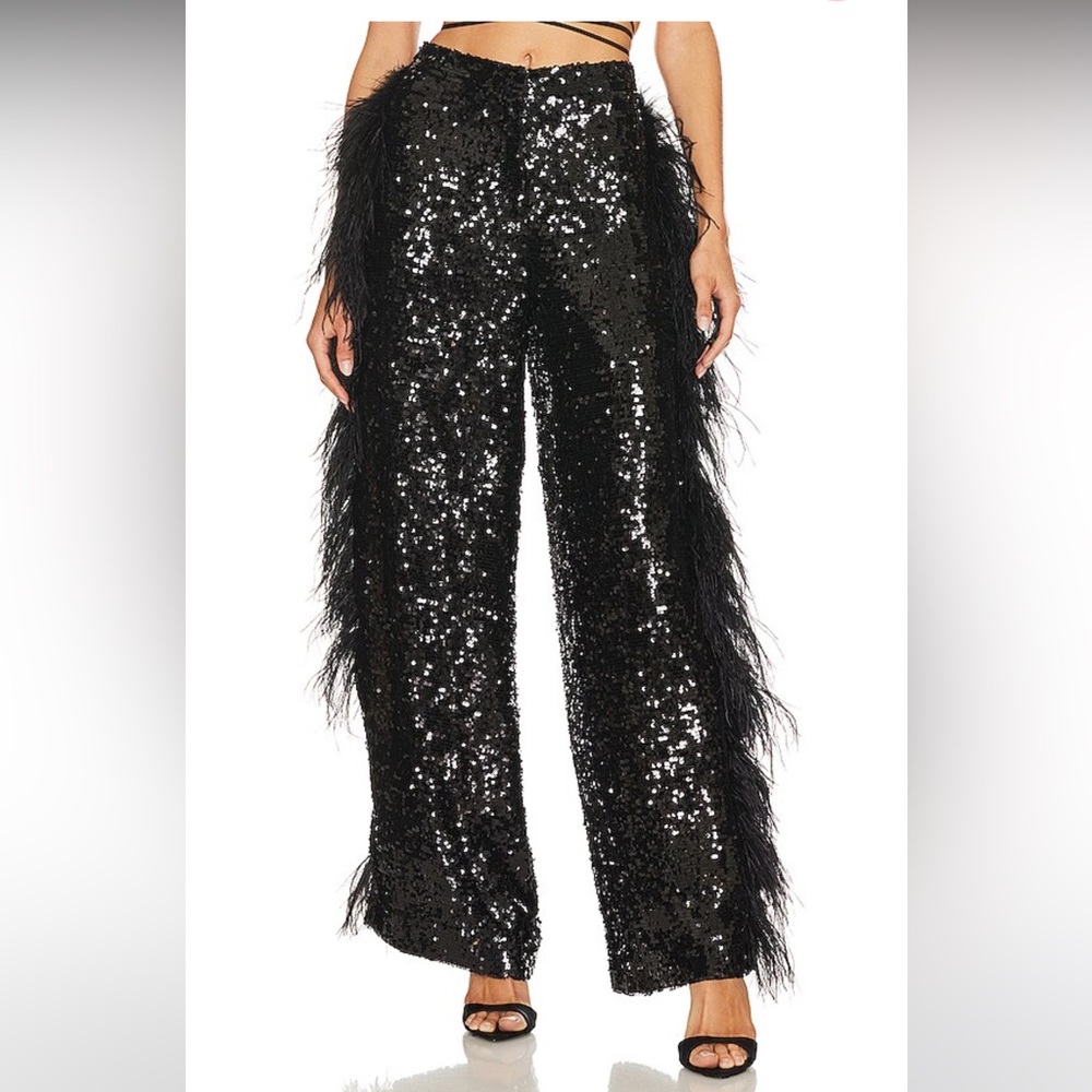 Sequin trousers in black